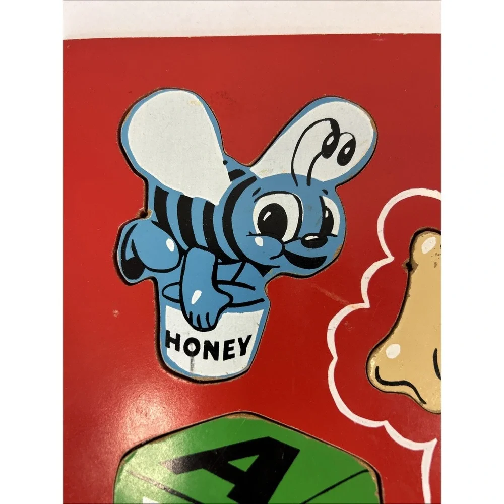 Vintage SIFO Wooden Toy‎ Puppy Honey Bee Shape Puzzle Read